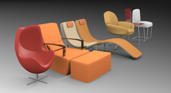 3d model pack 7 chairs - 7 modern chairs pack... by TotexArtz